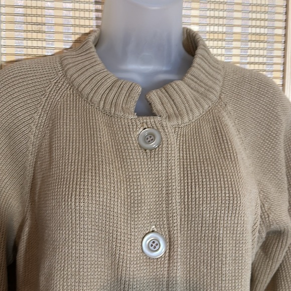 Ms Casuals Vintage 1990s Tan Mock Turtleneck Loose Knit Cardigan Sweater Small - Picture 6 of 16